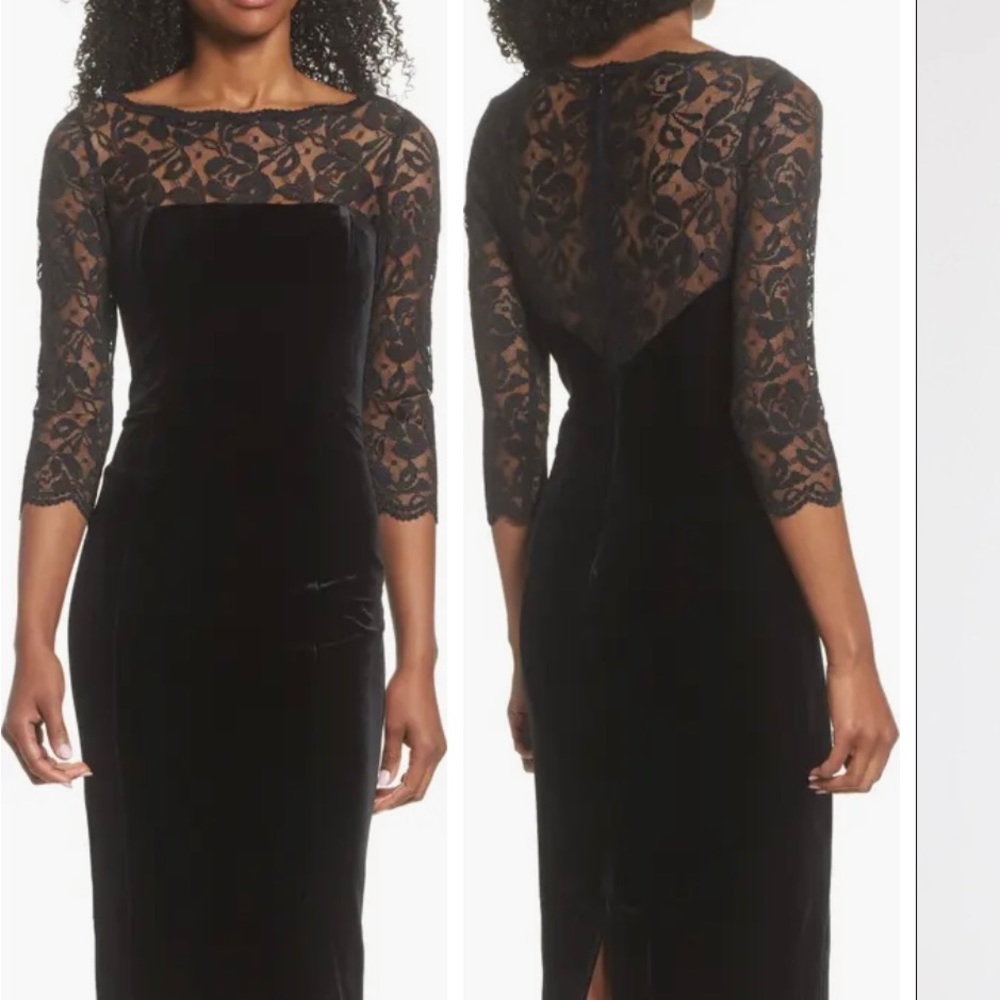 Eliza J Lace & Velvet Sheath Dress